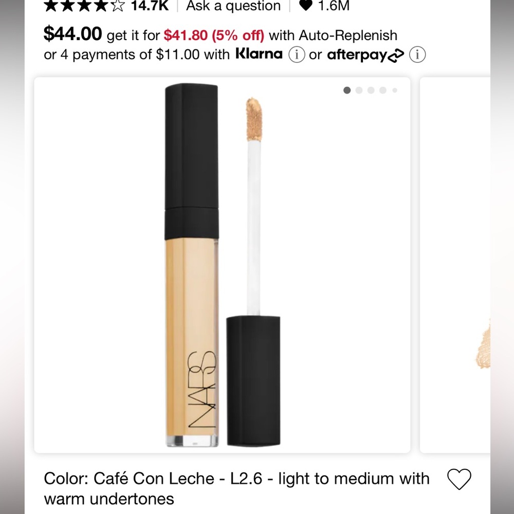 Brand new NARS Café Con Leche radiant creamy Concealer